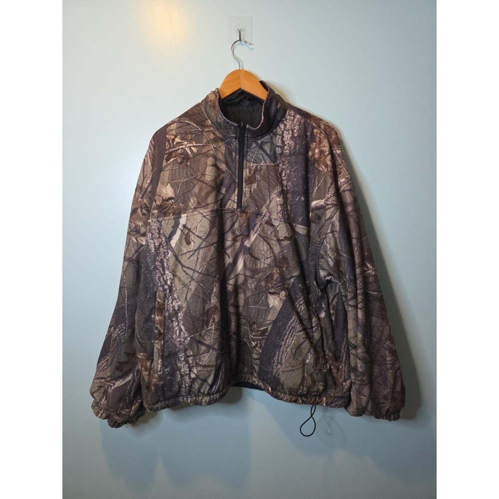 Realtree Hardwoods 20-200 Reversible Camo Fleece Quarter Zip Jacket Mens XL - Picture 1 of 8